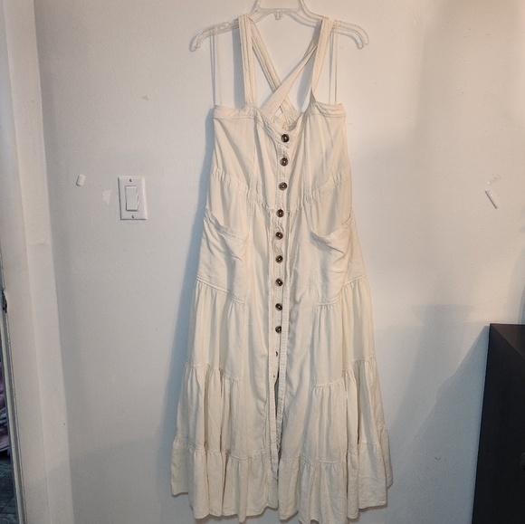 Free People Catch the Breeze Dressbiff White Size Small Linen Blend - Picture 10 of 15